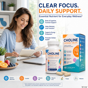 Tabletas Masticables <span class=keywords><strong>de</strong></span> Colina a Precio <span class=keywords><strong>de</strong></span> Fábrica, Inositol, Vitamina <span class=keywords><strong>B</strong></span>, Apoyo para la Salud Cerebral, Protección del Hígado, Suplemento Nutricional Energético - Product Image 1