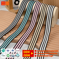 Vente en gros d'usine : Ruban jacquard coloré tricoté avec rayures, LOGO personnalisé, Ruban jacquard en polyester pour sacs et vêtements