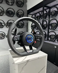 Volante de Fibra de Carbono Estilo PerformanceRS Negro con Costuras Rojas Multifunción con Levas de Cambio para <span class=keywords><strong>Audi</strong></span> - Product Image 5