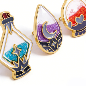 Nouvelles épingles à revers à paillettes liquides tendance, vente en gros, sable scintillant, décoration de vêtements, épingles, badge, épingles en émail métallique personnalisées, sable mouvant - Product Image 6