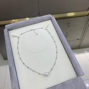 Pendentif en perle d'eau douce ronde Aurora de qualité supérieure, 10-11 mm, chaîne en argent S925 polyvalente avec ampoule, collier fin - Product Image 3