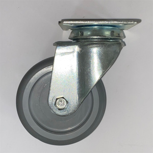 SQ Castor 50 75 100 mm TPR <span class=keywords><strong>Caster</strong></span> kleine drehbare Rollen Rollen weiche gery Gummi Bolzen loch Rollen Räder mit Bremse - Product Image 5