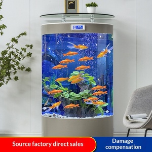 Slimme halvemaanvormige goudvisbak woonkamer medium grote maat Europese stijl staande <span class=keywords><strong>aquarium</strong></span> zonder waterverversing - Product Image 3