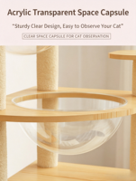 Arbre à chat en bois avec maisonnette, capsule spatiale, lit universel quatre saisons pour animaux de compagnie, jouet multifonctionnel à gratter pour chat