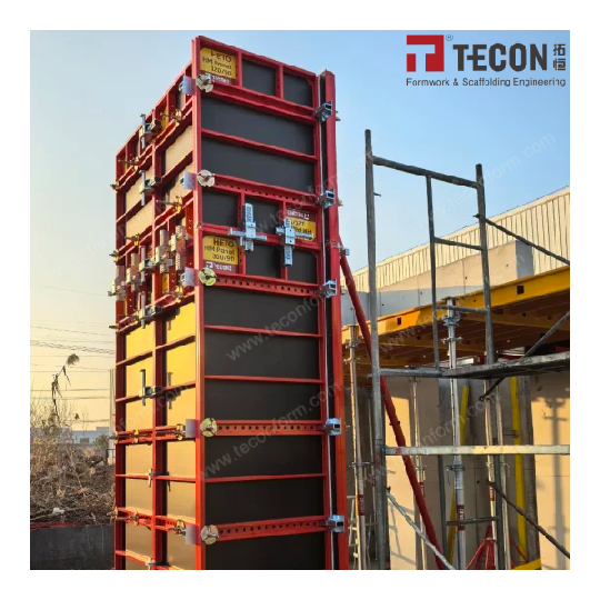 TECON Heto Steel Frame Wall Formwork with 15mm Plywood for Concrete Construction Adjustable Column Formwork