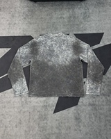 T-shirt personnalisé Kornit DTG, fabrication OEM, chemise Henley à manches longues en tricot gaufré pour homme, motif graphique en strass, effet vintage délavé