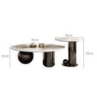 Table basse en panneau de roche italien de luxe léger, acier inoxydable, design moderne, meubles de salon