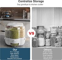 Distributeur rotatif de riz et de céréales à 6 compartiments, distributeur de riz et de céréales rotatif pour la cuisine, conteneur de distributeur de nourriture sèche de 30 lb