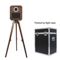 Kiosque photo portable de luxe style rétro 15,6 pouces en bois avec anneau lumineux pour la location événementielle
