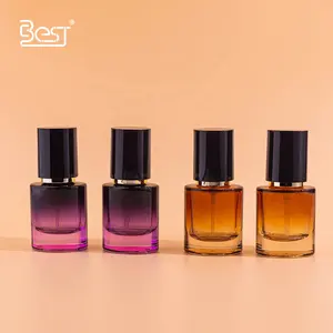 Bouteille en verre de 30ml de parfum de luxe dégradé d'ambre classique et or avec pulvérisateur à pompe en aluminium électrolytique