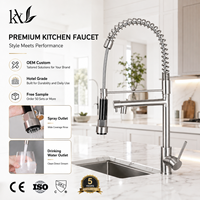 Robinet de cuisine moderne en acier inoxydable chromé, monocommande flexible extractible, à poser sur comptoir, mitigeur chaud/froid, double sortie, pour hôtel