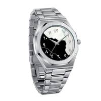 Montres-bracelets Homme de Luxe à Logo Personnalisé, Montre Analogique Étanche à Faible Coût pour Homme avec Lunette Noire et Cadran Arabe Personnalisés