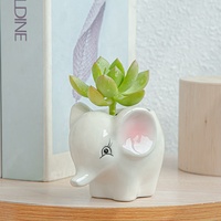 Mini-pots de fleurs en céramique mignons en forme d'animaux pour plantes succulentes, avec trou de drainage, pour jardin, maison et bureau