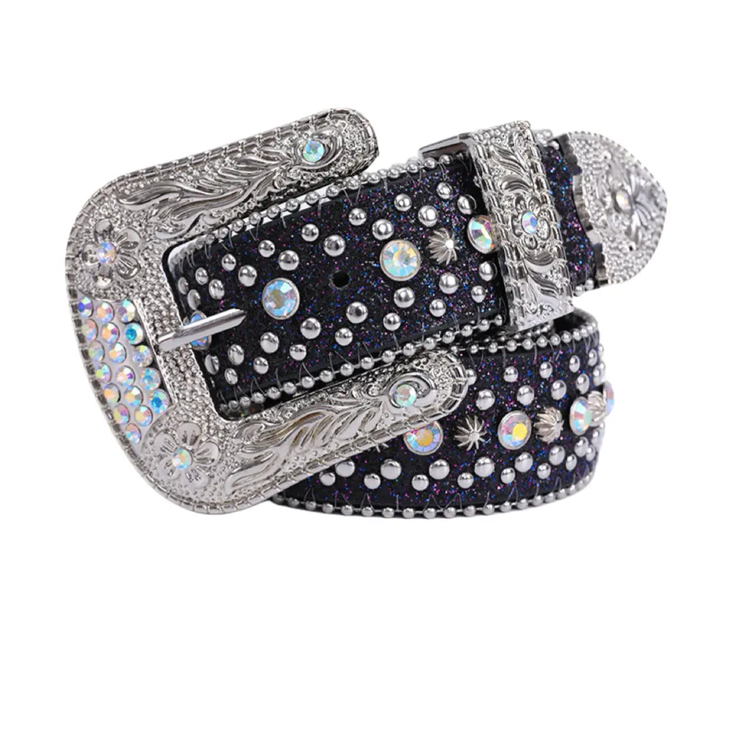Hebilla de cinturón de cristal ostentosa de estilo occidental de alta calidad cinturones de diamantes de imitación de lujo para hombres y mujeres