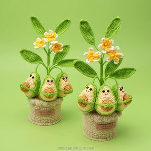 Decoración para Mesa de Hogar, Regalo, Flores Artificiales, Planta de Aguacate Tejida a Mano con Hilo de Ganchillo - Product Image 2