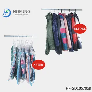 Eco-friendly Hanging Vacuum Compressed Bag Space Saver Bag With Hanger For Clothes