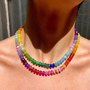 Collar de cuentas hecho a mano estilo Ins transfronterizo, con cuentas esmaltadas de colores frescos y vibrantes, cadena para clavícula, con diamantes de lujo ligero y efecto caramelo - Product Image 2