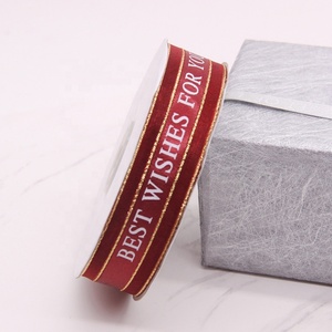 Luxury 38mm <b>Wired</b> Eco-friendly Satin <b>Ribbon</b> Spool Printed for Wedding Birthday or Christmas Custom Gift Wrapping From China - Product Image 2