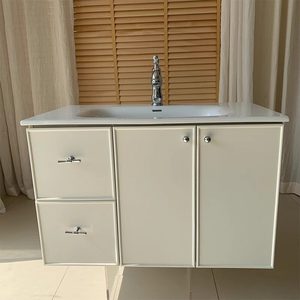 New oak painted French style bathroom cabinet ceramic integrated basin washbasin cabinet customization - Product Image 6