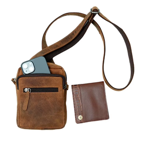 Bolso de Negocios de Cuero Genuino Vintage y Elegante para Hombre, Bolso Bandolera de Viaje, Cartera con Diseño Antirrobo - Product Image 1