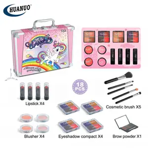 Kids Toys For Girls Real Makeup Kit 18PCS Washable Pretend Play Princess Eye Shadow Lipstick Make Up Toy Set Birthday Gifts