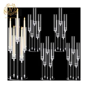 Cheap New Modern Acrylic Candle Holder Wedding Candlestick Holders Hurricane Candleholder Wedding Decoration Table Centerpiece