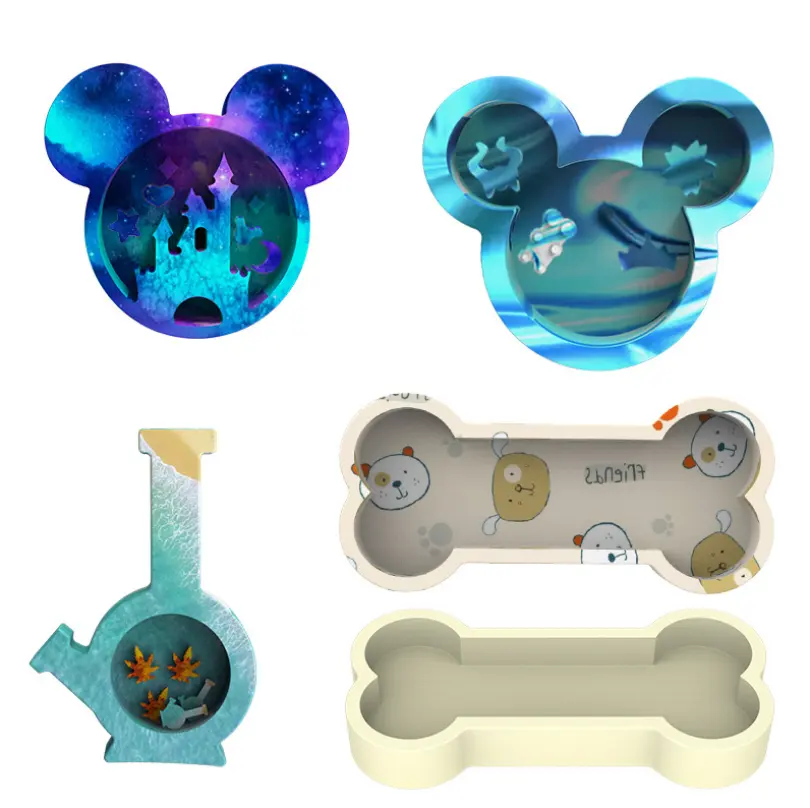 11428 Molde DIY para agitação de mouse, silicone de resina epóxi, osso de cachorro, coração, molde para agitação