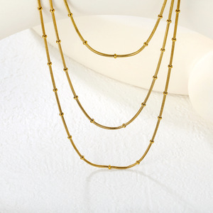 Collier pull multicouche en acier inoxydable pour femme, style européen et américain, design de niche tendance - Product Image 1