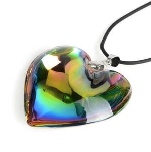 Rinhoo 24 مللي متر دلاية قلب الحب الزجاج الكريستال حبة عاشق فتاة هدية الأحمر قلادة القلائد قلادة النساء فحام فام المختنق - Product Image 3