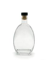 Bouteille de spiritueux, de vin ou de vodka en verre transparent carré moderne de qualité supérieure, capacité personnalisable, avec gravure mate givrée et gravure à l'acide