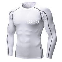 Haut de compression pour homme à manches longues en Spandex imprimé par sublimation, séchage rapide, pour BJJ, sport, course à pied, sous-vêtement technique, anti-UV