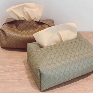 Waterproof Multi-Purpose PU Leather Tissue Box and Napkin Storage Paper Bag <b>Set</b> for Home Living Room <b>Dining</b> <b>Table</b> - Product Image 2