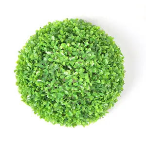 ZC สว่างสีเขียวรอบประดิษฐ์ Topiary ลูกFaux Boxwoodตกแต่ง 35 ซม.สําหรับBackyard Garden