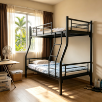 Lit superposé en métal moderne et durable pour adultes et enfants, design gain de place pour chambre à coucher, salon, hôtel, école