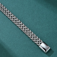 Bracelet pour homme en acier inoxydable - Chaîne double rangée en os de dragon avec fermoir magnétique, bijoux punk pour homme, résistant à l'eau et inaltérable