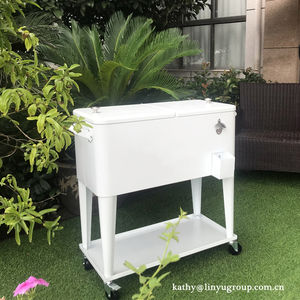 Carrito Enfriador de Bebidas Portátil con Ruedas para Exteriores, de 80 Cuartos, Color Blanco, para Patio, <span class=keywords><strong>Nevera</strong></span> Móvil para Hielo, Cerveza, Refrescos - Product Image 4