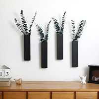 Lot de 4 jardinières murales en bois, décoration murale pour plantes artificielles, supports en bois pour plantes, vase de poche suspendu