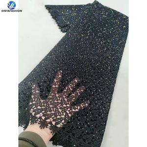 Tela de Encaje <span class=keywords><strong>Guipur</strong></span> Africano Sinya <span class=keywords><strong>con</strong></span> Pedrería, 5 Yardas, Encaje de Cordón Pesado de Lujo de Alta Calidad para Vestidos de Fiesta y Bodas - Product Image 4