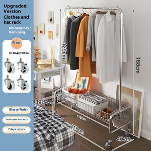 Milieuvriendelijk Beweegbare Kapstok Kleding Drogen En Opslag Rack Met Mand Slaapkamermeubilair <span class=keywords><strong>Trolley</strong></span> - Product Image 6