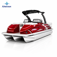 Bateau ponton de luxe de haute qualité pour 12 personnes avec direction hydraulique, certifié CE, moteur hors-bord de 200 CV pour la pêche et les croisières au coucher du soleil