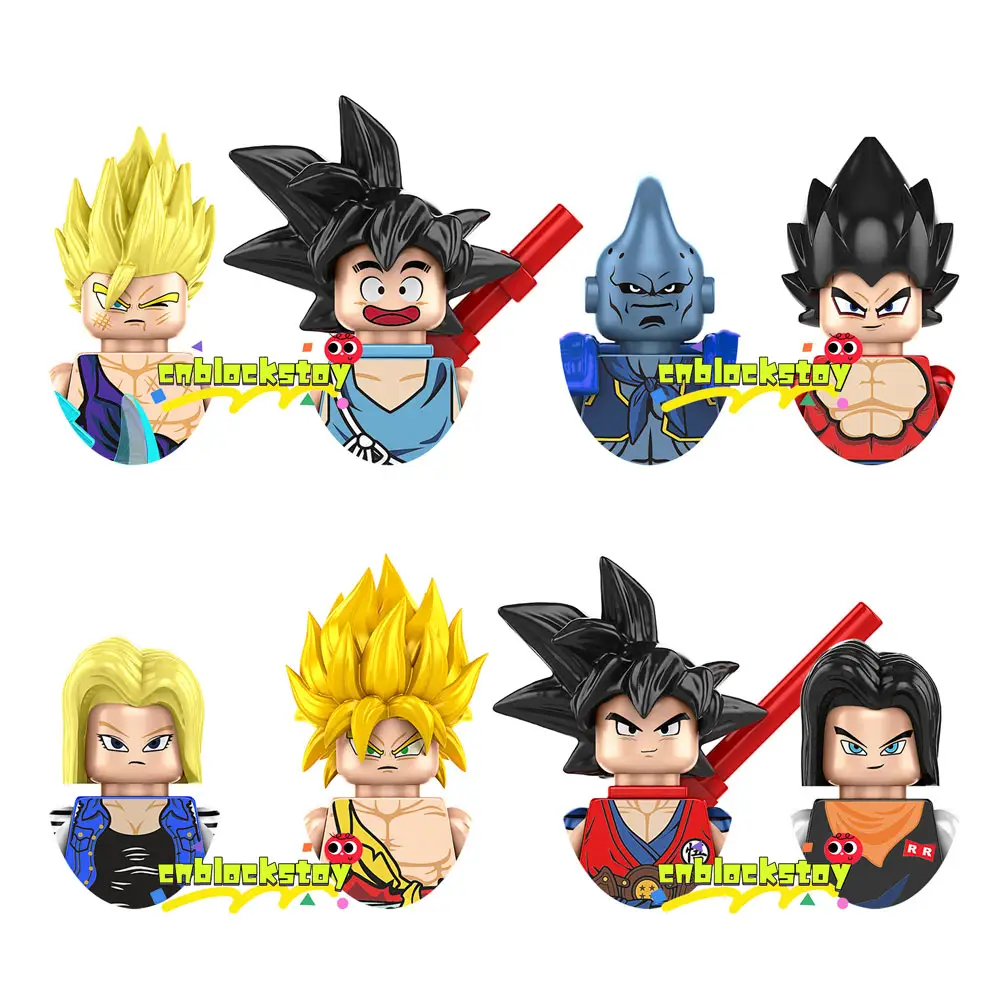 Desenhos animados Anime DBZ Block Figura Dragão Majin Buu Vegeta Son Gohan Goku Android Ball Mini Bricks Building Block Figura Toy KF6195