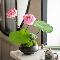 Handgemaakte lotus zijden kunstbloemenarrangementen in Chinese stijl voor hotel- en theehuistafeldecoraties - design decoratieve accenten