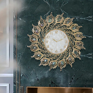 European Style Seashell Wall Clock Round Battery Powered Living Room Decor Elegant Quiet Design - Product Image 1