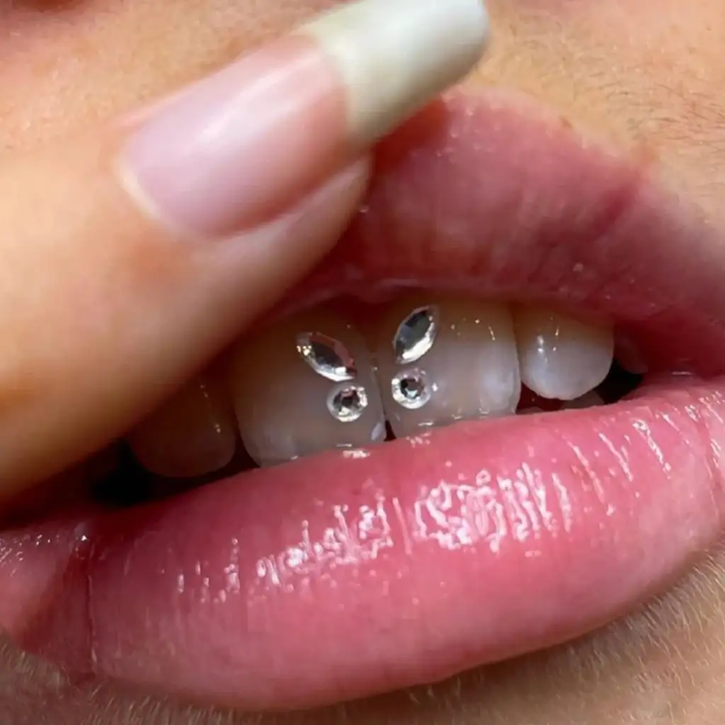 3 unids/caja diente decoración mezcla de materiales dentales de cristal sin plomo dientes gemas mariposa diente gemas