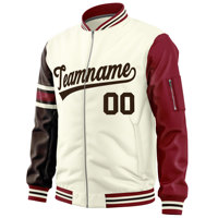 Vestes pour Homme Grandes Tailles Personnalisées en Gros, Blousons Bomber Lettre Brodée Type Universitaire à Manches Côtelées, Style Tendance