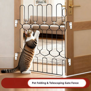 Barrière <span class=keywords><strong>pour</strong></span> animaux de compagnie moderne en métal extensible et rétractable - Barrière <span class=keywords><strong>pour</strong></span> chat/<span class=keywords><strong>chien</strong></span>, protection d'escalier intérieure/extérieure <span class=keywords><strong>pour</strong></span> la maison - Product Image 1