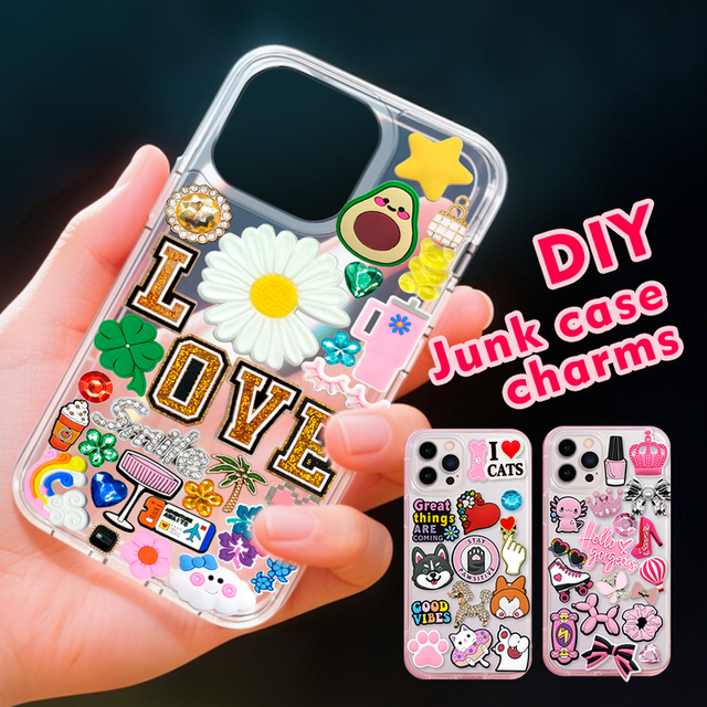 2025 Trendy DIY Waterproof Cartoon Phone Case Charms with Embossing Printing Handmade Bulk Wholesale PVC Customization