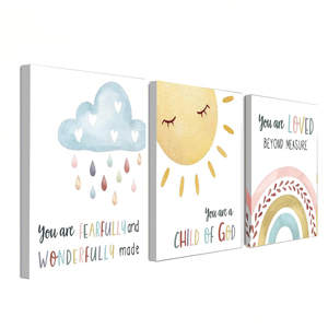 Nuages, soleil et <span class=keywords><strong>arc</strong></span>-<span class=keywords><strong>en</strong></span>-<span class=keywords><strong>ciel</strong></span> Poster Core, <span class=keywords><strong>chambre</strong></span> et hall d'entrée peinture avec cadre intérieur <span class=keywords><strong>en</strong></span> bois de pin. Service OEM/ODM - Product Image 1