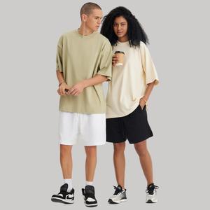 Venta al por mayor en blanco de hombro caído hombres 100% algodón camisetas personalizadas Streetwear de gran tamaño peso pesado Boxy camiseta Unisex estampado camiseta - Product Image 2