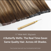 Nouvelle Tendance Usine : Extensions de Cheveux Chinois 100% Vierge Remy pour Tissage Invisible XO Hole Butterfly Weft à Trame Unique